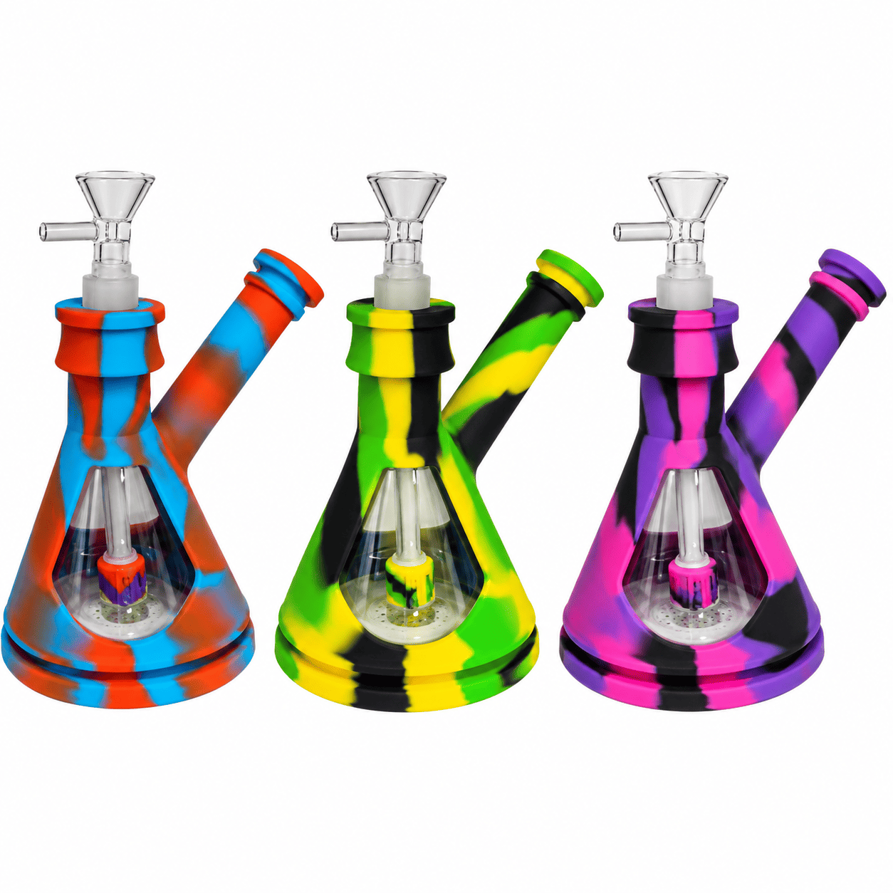 BONG SILICON Y VIDRIO TRIANGULAR 16CM