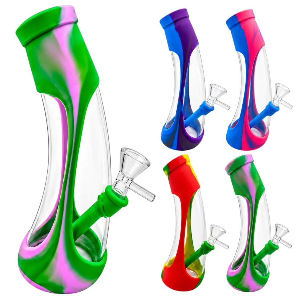 BONG SILICON VIDRIO FLORERO 23CM