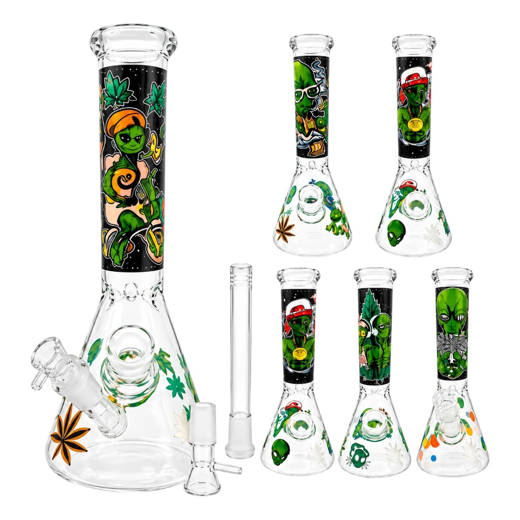 BONG VIDRIO DISEÑO ALIEN 25 CM