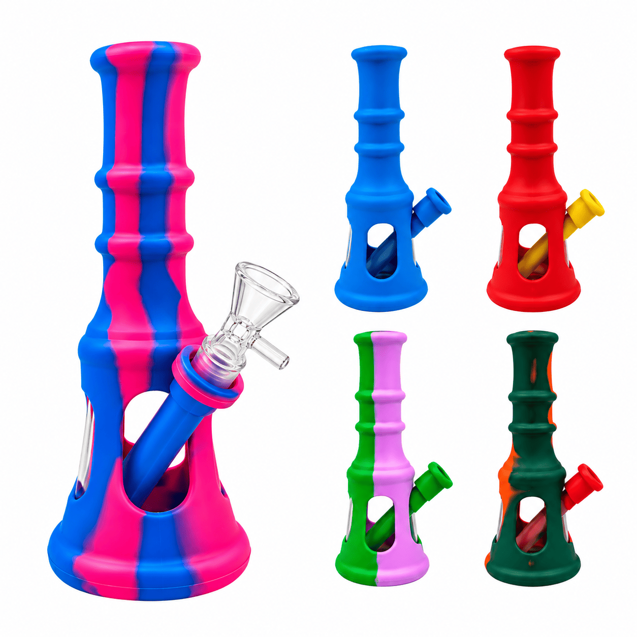 BONG SILICON VIDRIO TORRE MEDIANO 20CM